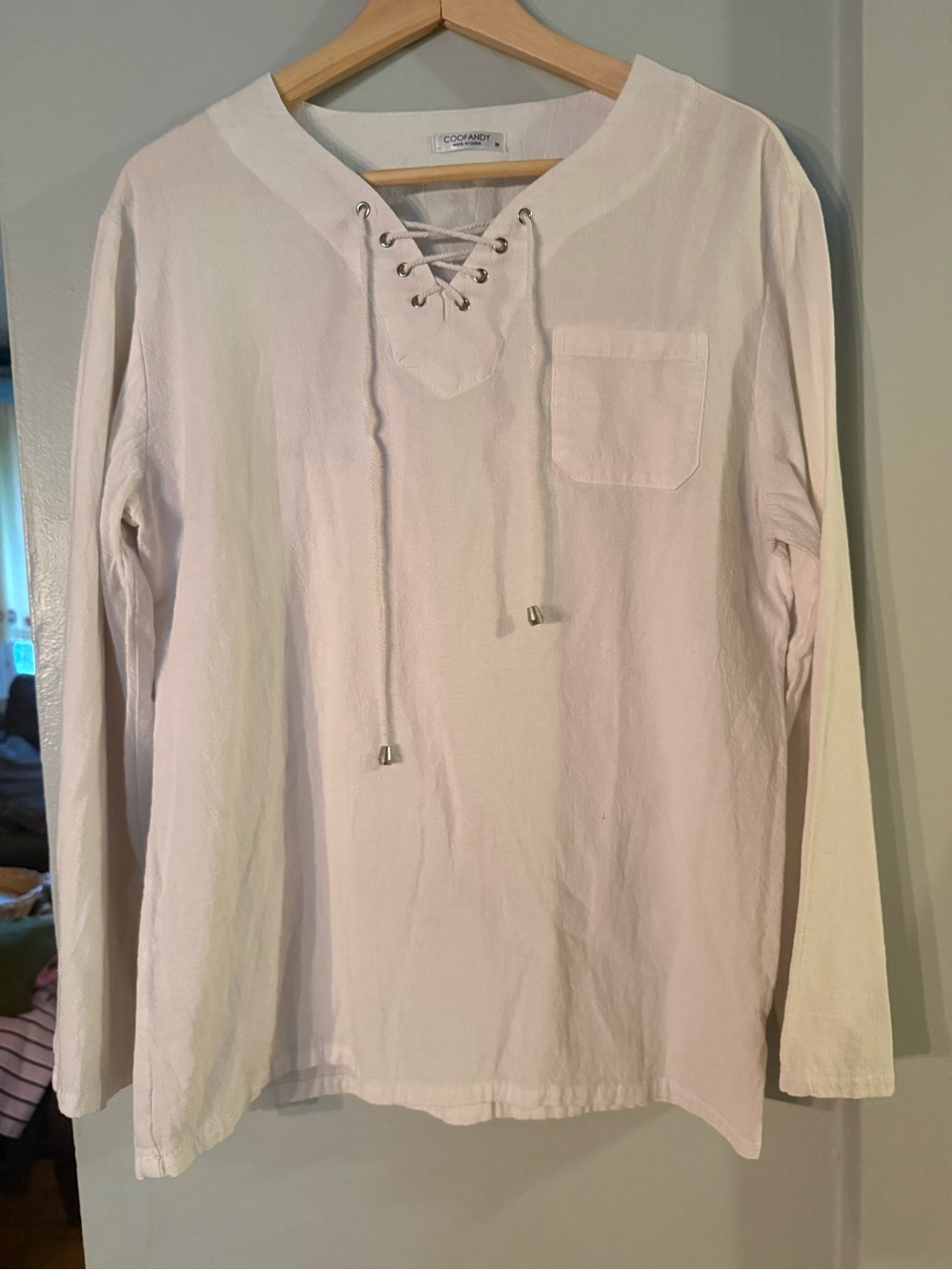 Lace-Up Long Sleeve Pocket Top